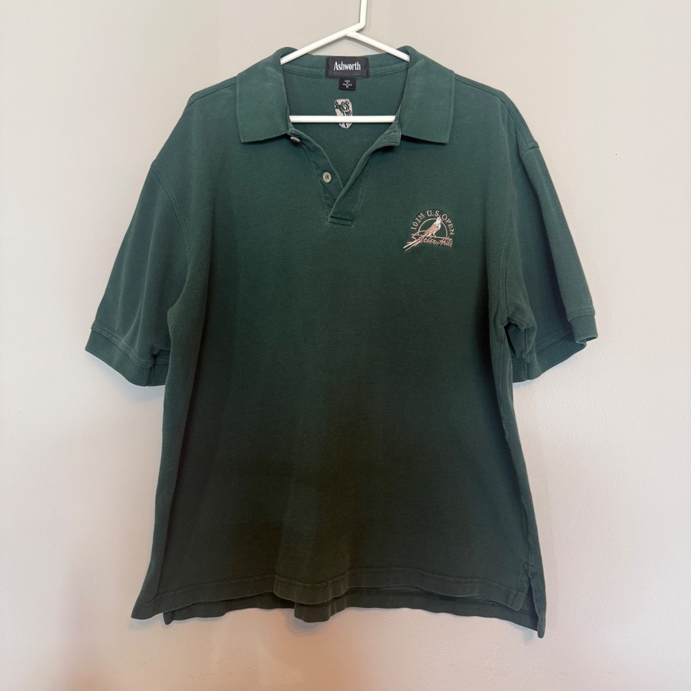 Ashworth Mens 101st U.S. Open Southern Hills Polo Shirt Green Size M Golf‎ Sport